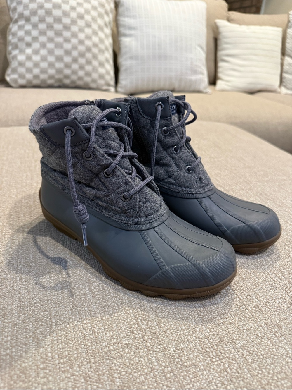 Sperry Gray Quilted Waterproof Winter Duck Boots